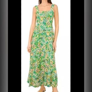 MSK Green Paisley Floral Maxi Dress